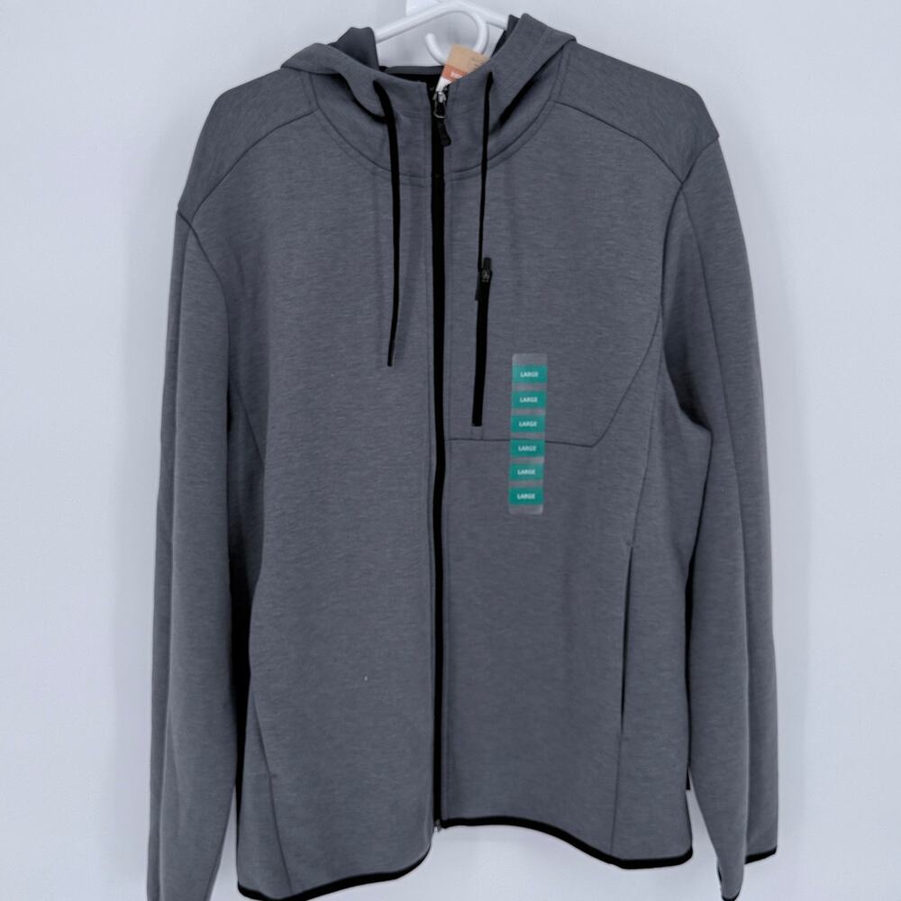 ZeroXposur Tech Fleece Full Zip Hoodie Large Gray Performance Mens NWT‎